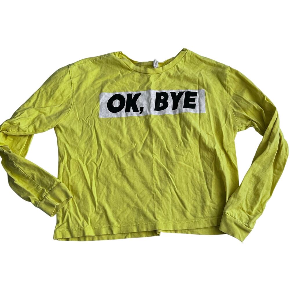 Urban Nation Yellow Graphic Crop Top - Size Medium